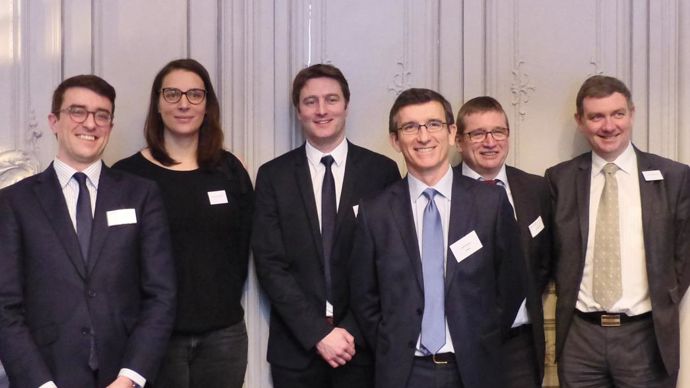 De gauche à droite, Fabrice Buet, directeur marketing, Agnès Gauliard, responsable communication, Thomas Salmon, directeur commercial, Ronan Goff, directeur général, Gilles Rouas, directeur développement et Jacques Haverlant, responsable portefeuille TS.M. COISNE