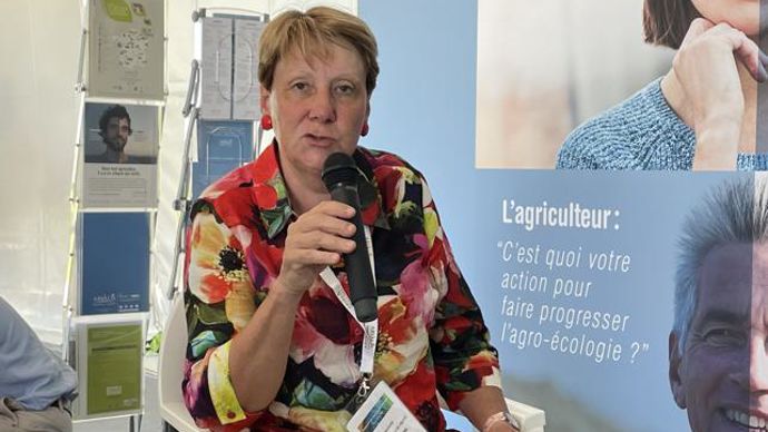 « Notre objectif est de sortir de la seule performance productive et aller au-delà de la fonction nourricière », a affirmé Anne-Claire Vial, présidente d’Arvalis, lors d’un point presse au cœur des Culturales. © L. PETIT