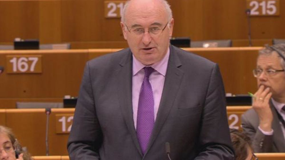 Phil Hogan, commissaire européen à l'Agriculture, lors de l'audition par le Parlement européen ce jeudi. Phil Hogan, commissaire européen à l'Agriculture, lors de l'audition par le Parlement européen ce jeudi.