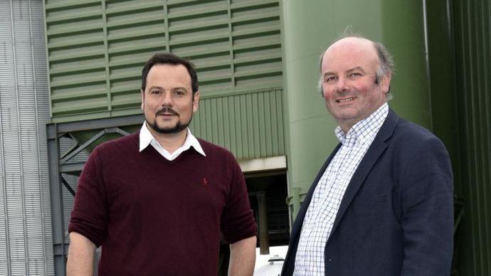 Olivier Faict, président de Calipso (à dr.), aux côtés du DG, Jean-Charles Denis : « La filière bas GES que nous avons engagée en colza a concerné 30 % des volumes réceptionnés au prix moyen et a permis aux agriculteurs concernés de recevoir une prime de 30 €/t. » © C. FAIMALI