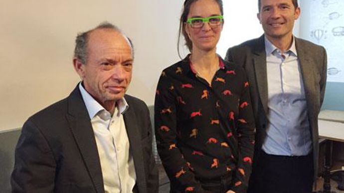 De gauche à droite, la team de Ferme France lors de leur conférence du 5 février : François Attali, président, Capucine Laurent, directrice et Maximilien Rouer, directeur du développement. De gauche à droite, la team de Ferme France lors de leur conférence du 5 février : François Attali, président, Capucine Laurent, directrice et Maximilien Rouer, directeur du développement.