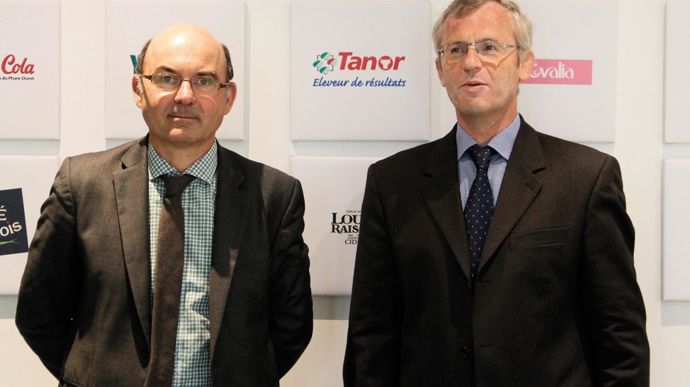 « Le chiffre d'affaires a doublé en cinq ans », a rappelé Arnaud Degoulet, président d'Agrial (à gauche), aux côtés de Ludovic Spiers, directeur général.M. COISNE