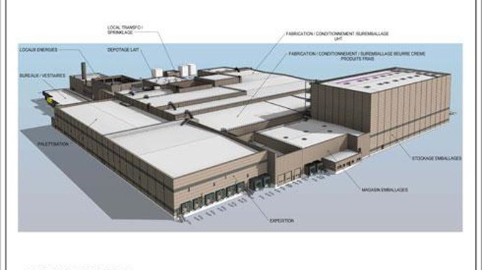 Le nouveau site doit transformer à l'avenir 90 millions de litres de lait. Il doit permettre de doubler les capacités de production en beurre et crème AOP Isigny et de produire 690 millions de briquettes de lait infantile de 20 cl. Le nouveau site doit transformer à l'avenir 90 millions de litres de lait. Il doit permettre de doubler les capacités de production en beurre et crème AOP Isigny et de produire 690 millions de briquettes de lait infantile de 20 cl.