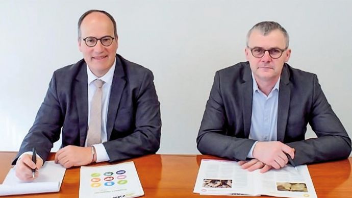 « Notre schéma de section autonome au sein de Terrena a continué de se construire conformément au programme initial », soulignent Hervé Scoarnec, le DG (à gauche) et Ivan Leclerc, le président.CAM