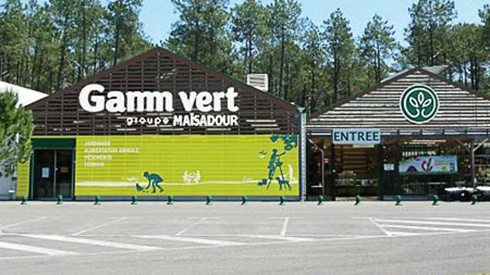 D'ici à mi-février, les 31 jardineries seront toutes sous enseigne Gamm vert - groupe Maïsadour. Ici la maquette de la future façade à Lit-et-Mixe (Landes). MAÏSADOUR