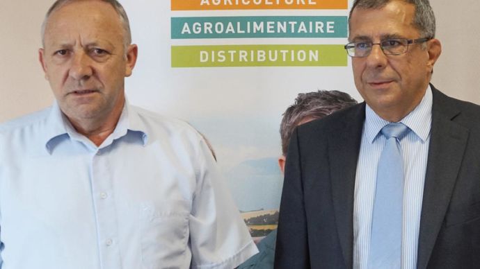 Georges Galardon (à gauche), président, et Dominique Ciccone, directeur général du groupe Triskalia.