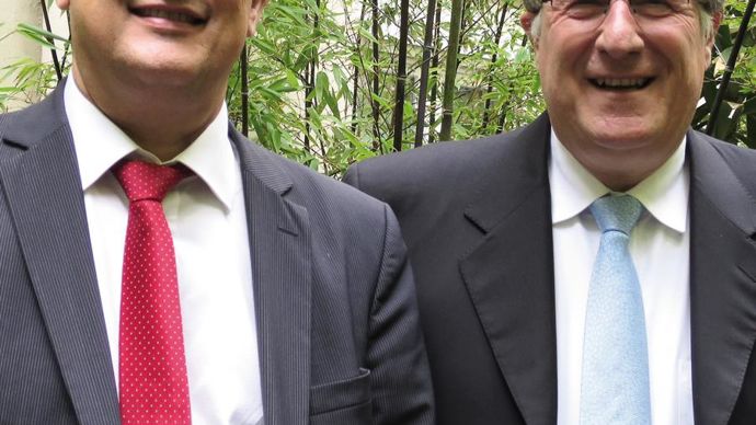 Bruno Baranne (à gauche), directeur des opérations commerciales de Syngenta et Denis Tardit, président.C. FRICOTTE