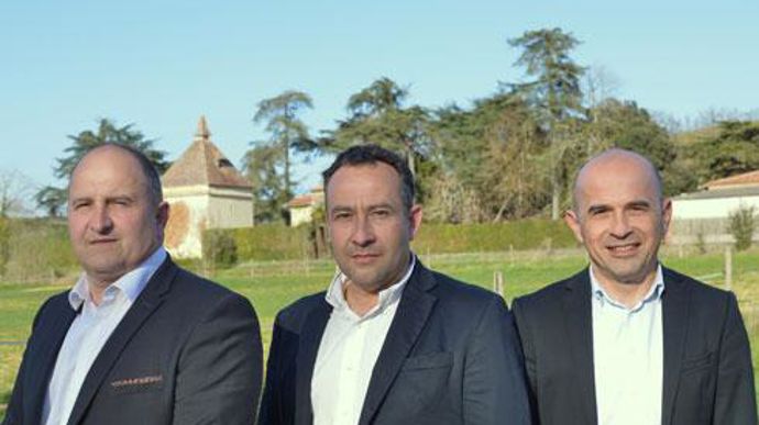 Jean-Louis Valadié, directeur général de Val de Gascogne, Cédric Carpene, président, et Jean-François Deneys, directeur général adjoint (de g. à dr.).