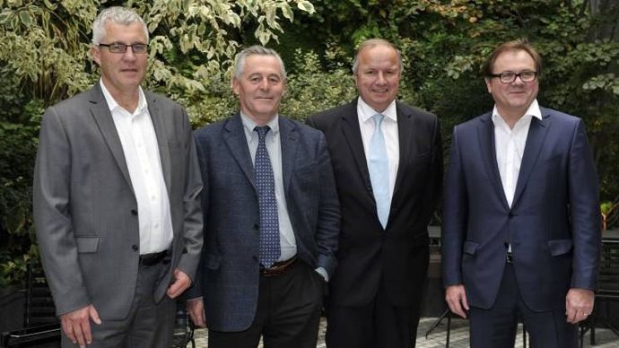 De gauche à droite, l'équipe dirigeante d'Actura : Jean-Baptiste Barbazanges, DG délégué et directeur réseau, Frédéric Carré, président, Xavier Bernard, vice-président, et Eric Barbedette, DG.C. FAIMALI