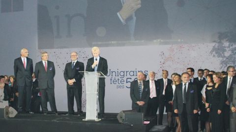 L'équipe d'Unigrains au complet lors du 50e anniversaire de la société, le 8 octobre dernier, au Grand Palais, à Paris. B. CAILLIEZ
