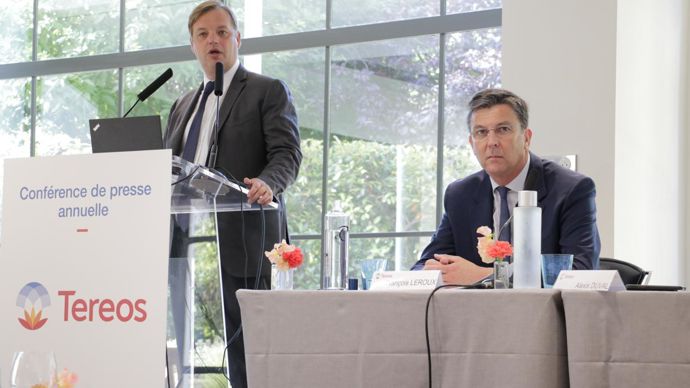 Alexis Duval, président du directoire de Tereos, et François Leroux, président du conseil de surveillance de Tereos. © R. FOURREAUX