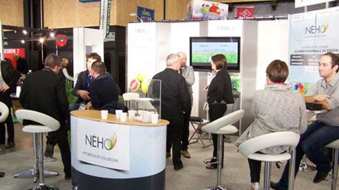 Egalement présente en horticulture et sur le marché des espaces verts, Ného (ici, leur stand au Sival 2016) a réalisé 27,8 millions d'euros de chiffre d'affaires en 2014. © A. MABIRE Egalement présente en horticulture et sur le marché des espaces verts, Ného (ici, leur stand au Sival 2016) a réalisé 27,8 millions d'euros de chiffre d'affaires en 2014. © A. MABIRE