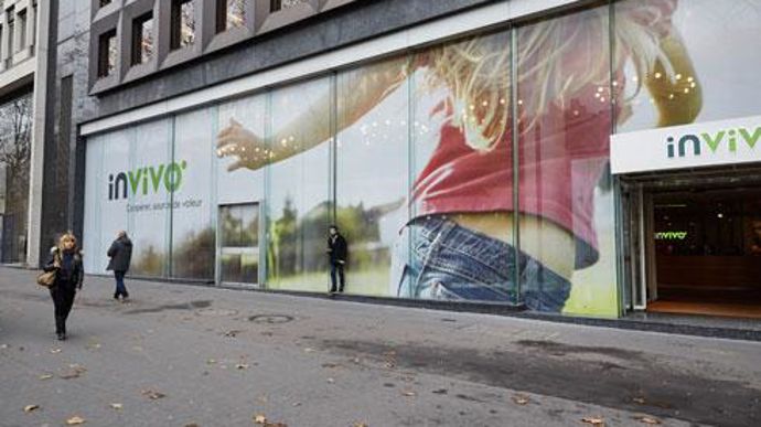 Ici, le siège social du groupe InVivo à Paris relooké avec le nouveau logo présenté en décembre dernier. © BRUNO LEVY  Ici, le siège social du groupe InVivo à Paris relooké avec le nouveau logo présenté en décembre dernier. © BRUNO LEVY 