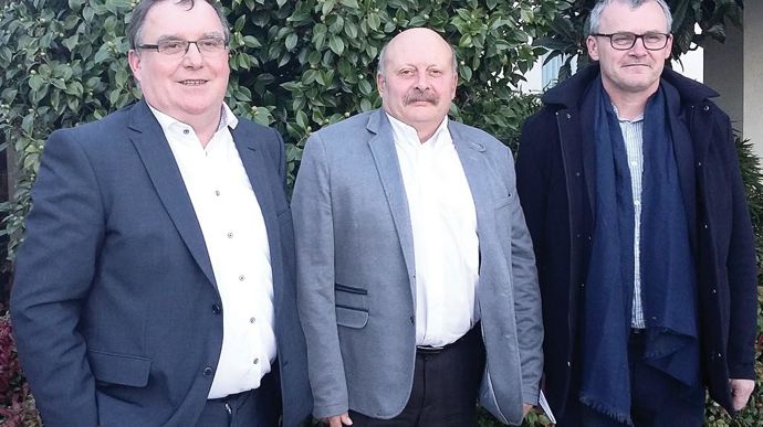 De gauche à droite, Hubert Garaud, président de Terrena,Philippe Villain, président de Terrena Poitou et Ivan Leclerc, présidentde la Cam.