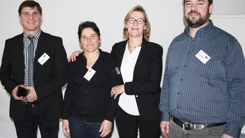 L'équipe Sud-Ouest du Gnis avec, de gauche à droite, Gérard Crouau, Sylvie Calmette, Myriam Doumerc et Régis Boisseau.B. CAILLIEZ