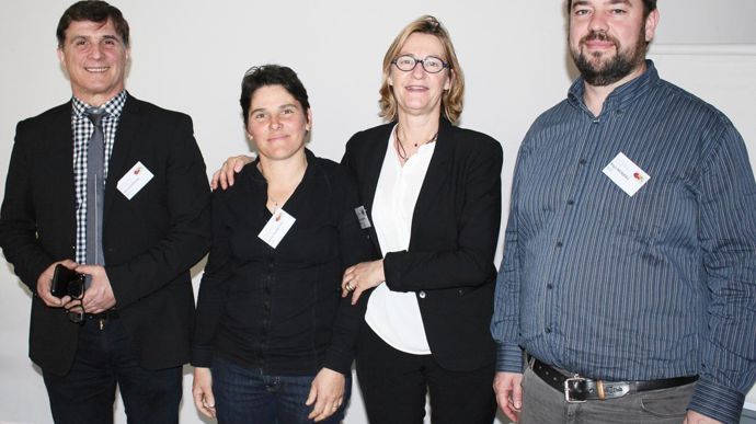 L'équipe Sud-Ouest du Gnis avec, de gauche à droite, Gérard Crouau, Sylvie Calmette, Myriam Doumerc et Régis Boisseau.B. CAILLIEZ