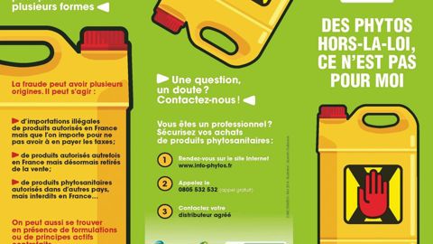 Le site www.info-phytos.fr et les dépliants (ci-contre) rappellent notamment la réglementation en vigueur, et donnent dix réflexes à avoir pour sécuriser l'achat et l'utilisation de phytos. Le site www.info-phytos.fr et les dépliants (ci-contre) rappellent notamment la réglementation en vigueur, et donnent dix réflexes à avoir pour sécuriser l'achat et l'utilisation de phytos.