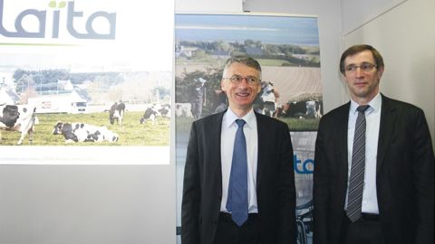 Christian Couilleau, directeur et Dominique Chargé, président de Laïta, ont annoncé le 20 mai, à Rennes, un plan de développement exceptionnel sur les deux prochaines années.I. LEJAS Christian Couilleau, directeur et Dominique Chargé, président de Laïta, ont annoncé le 20 mai, à Rennes, un plan de développement exceptionnel sur les deux prochaines années.I. LEJAS