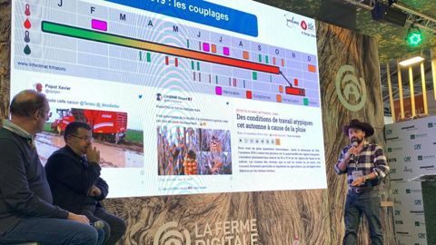 Serge Zaka (à dr.) a dressé un bilan agroclimatique de l’année 2019, en compagnie de deux agriculteurs, Alexandre Rivenet (à g.) et François Arnoux. © L. PETIT