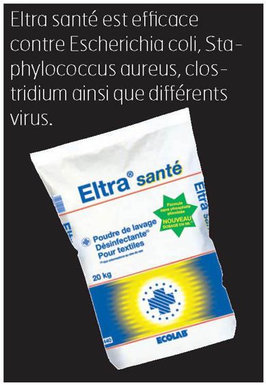 Eltra santé est efficace 1 litre pour 4 m2. contre Escherichia coli, Staphylococcus aureus, clostridium ainsi que différents virus.