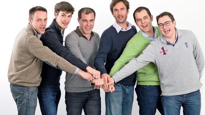 De gauche à droite : Louis-Marie Le Roux, vice-trésorier, Antoine Perdrieux, trésorier, Romain Adam, président, François-Xavier Le Roux, vice-secrétaire, Mathieu Vivier, vice-président, Vincent Bournaison, secrétaire.L. RODRIGUEZ/ACOLYANCE