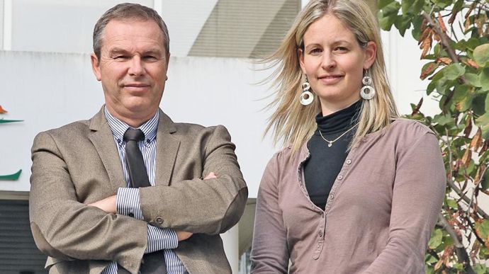 Eric Lesage, directeur du service innovation, recherche et développement d'Agrial et Ségolène Colette, chargée de mission scientifique mise à disposition de l'Inra par Agrial.« Nous nous donnons des moyens de mieux nous comprendre. »C. MICHEL