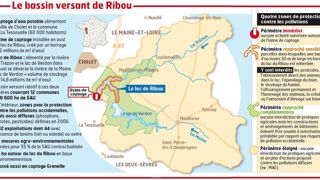 Agriculteurs et élus ont choisi la concertation pour un plan d'actions gagnant-gagnant. De gauche à droite, Michel Frouin sur son exploitation laitière, au bord du lac de Ribou avec ses collègues Daniel Coutant, éleveur laitier, et Dominique Girard, président de l'Association des agriculteurs de Ribou, Verdon et Rucette, Marc Grémillon, élu en charge de la protection des ressources en eau de la Communauté d'agglomération de Cholet, et Christophe Puaud, ingénieur Agriculteurs et élus ont choisi la concertation pour un plan d'actions gagnant-gagnant. De gauche à droite, Michel Frouin sur son exploitation laitière, au bord du lac de Ribou avec ses collègues Daniel Coutant, éleveur laitier, et Dominique Girard, président de l'Association des agriculteurs de Ribou, Verdon et Rucette, Marc Grémillon, élu en charge de la protection des ressources en eau de la Communauté d'agglomération de Cholet, et Christophe Puaud, ingénieur