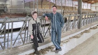 Afin d'accéder aux pâtures sans traverser la route, le Gaec a construit, en 2009, ce bâtiment de 115 logettes et 105 places de cornadis. La ration est distribuée le soir pour que les vaches valorisent bien l'herbe en journée.©C.H. Afin d'accéder aux pâtures sans traverser la route, le Gaec a construit, en 2009, ce bâtiment de 115 logettes et 105 places de cornadis. La ration est distribuée le soir pour que les vaches valorisent bien l'herbe en journée.©C.H.