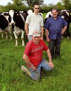 De gauche à droite : Franck Painchaud et Didier Muzard, et au premier plan : Michel Muzard, les trois associés du Gaec Le Centenaire, à Saint-Julien-des-Landes, en Vendée.PHOTOS : © DANIEL MAR De gauche à droite : Franck Painchaud et Didier Muzard, et au premier plan : Michel Muzard, les trois associés du Gaec Le Centenaire, à Saint-Julien-des-Landes, en Vendée.PHOTOS : © DANIEL MAR