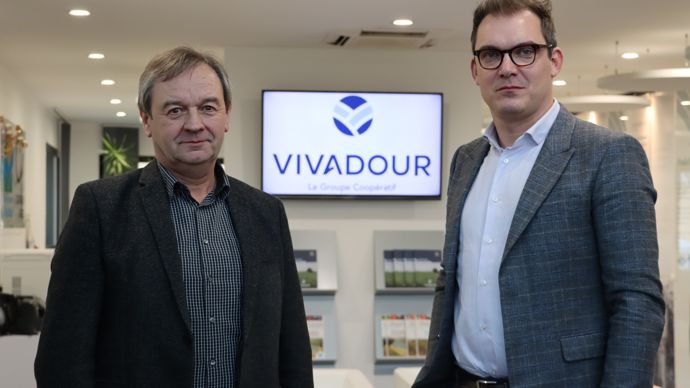 Le président de Vivadour, Jean-Marc Gassiot-Bitalis (à g.), et le directeur de la stratégie, Nicolas Escamez, envisagent de décupler les « partenariats capitalistiques » pour investir le marché aval.