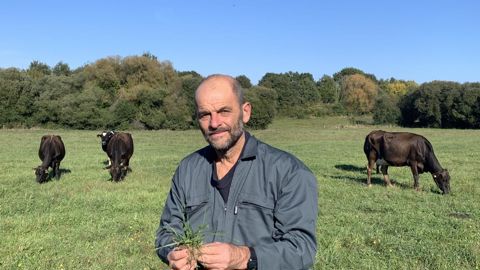 Éric Favre, éleveur et formateur, estime que les éleveurs ont tout intérêt à valoriser l’herbe disponible par le pâturage, même en saison froide.P. Le Cann