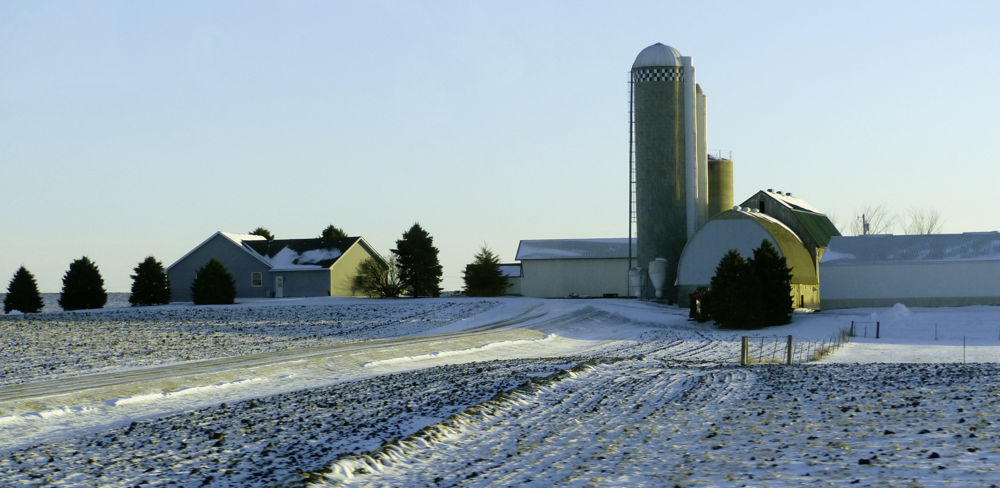 Une ferme du midwest américain sous la neige (photo d'illustration).