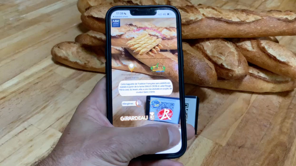 Un exemple d'étiquette de réalité augmentée en boulangerie.