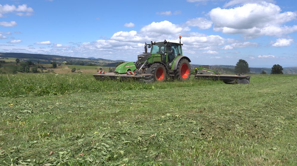 Le plateau, sur le haut de la parcelle puydomoise, a offert une promenade de santé au 211 Vario et son combiné de fauche. Le plateau, sur le haut de la parcelle puydomoise, a offert une promenade de santé au 211 Vario et son combiné de fauche.