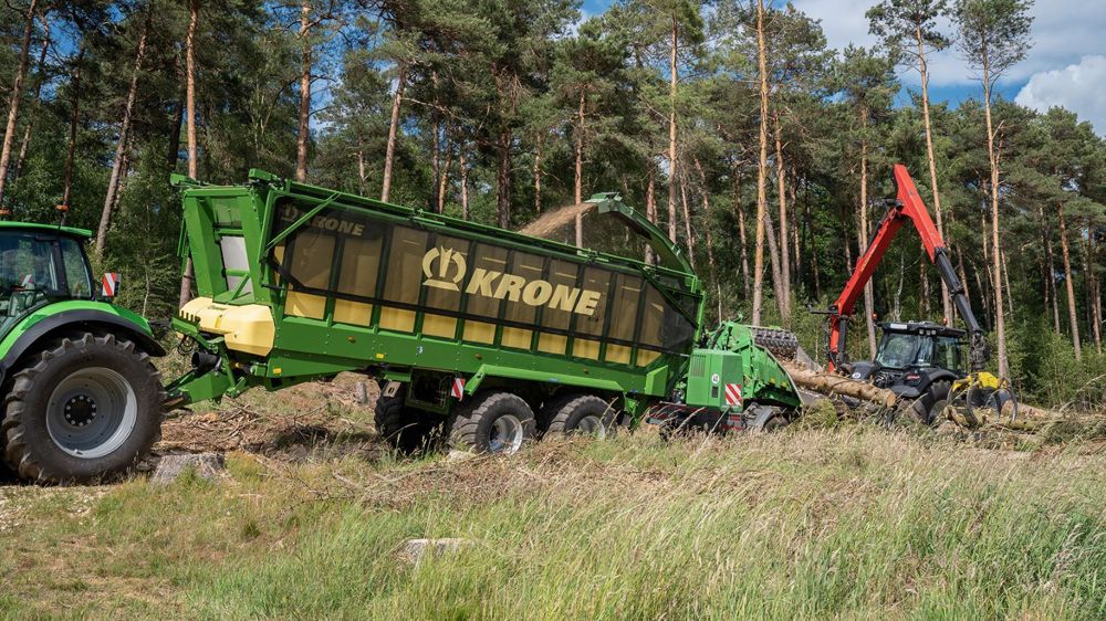 La remorque GX de Krone est utilisée pour la méthanisation et le transport des plaquettes.