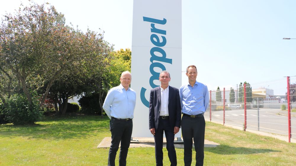 Bernard Rouxel, vice-président, Patrice Drillet, président, et Emmanuel Commault, directeur de la Cooperl, au siège de la coopérative à Lamballe.