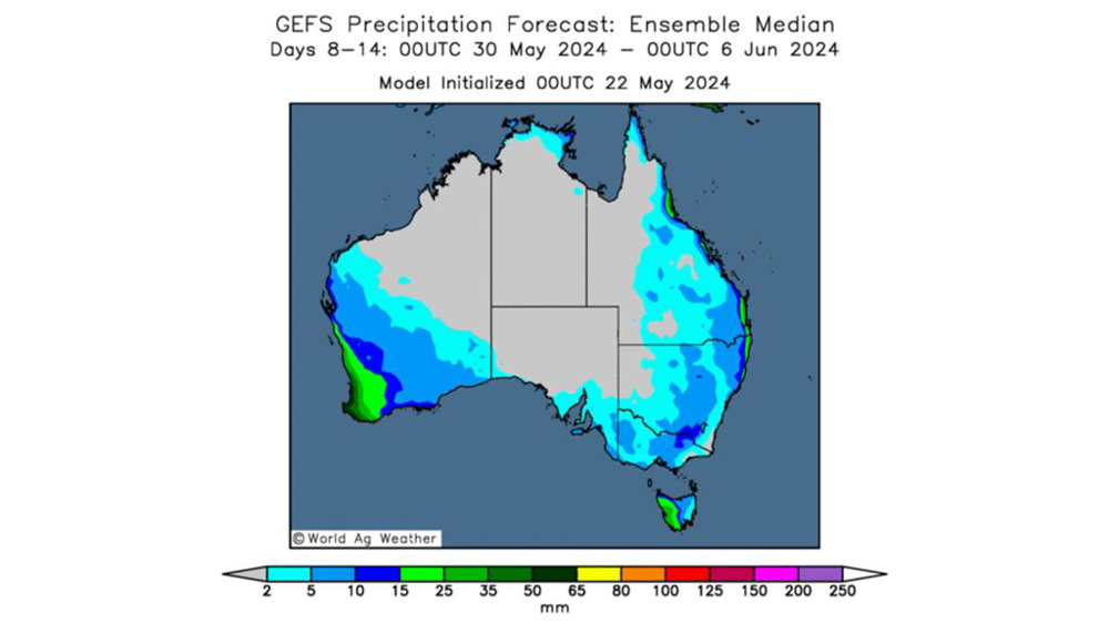 Des précipitations bénéfiques sont attendues en Australie au début du mois de juin.