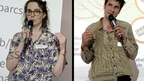 Lucie Van Nieuwenhuyze, chargée de mission à Grenoble, et Jérémie Fremont, écologue, lui aussi chargé de mission à Marseille, ont tous deux présenté leurs travaux et engagements autour du métier de jardinier naturaliste. Lucie Van Nieuwenhuyze, chargée de mission à Grenoble, et Jérémie Fremont, écologue, lui aussi chargé de mission à Marseille, ont tous deux présenté leurs travaux et engagements autour du métier de jardinier naturaliste.