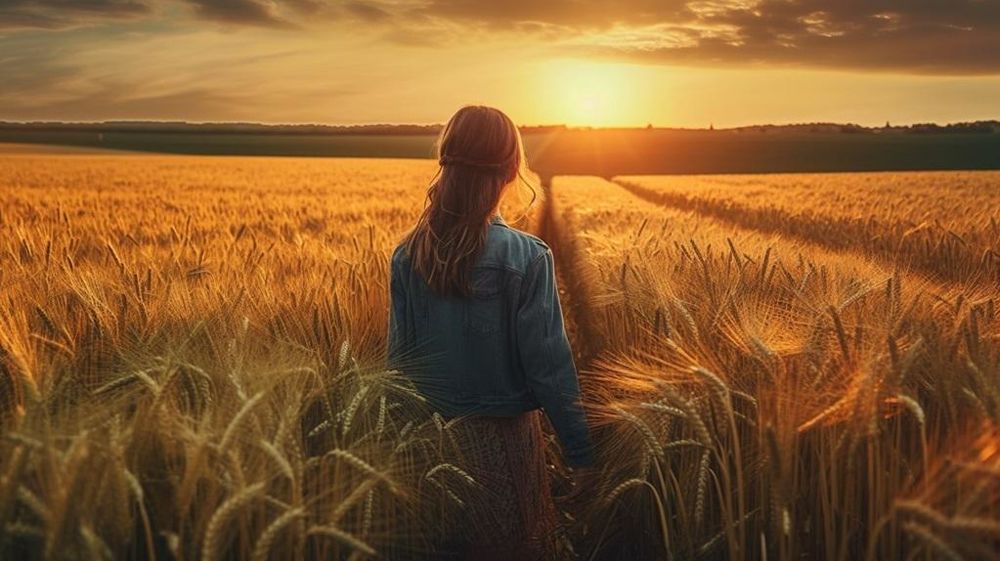 Agricultrice dans un champ de céréales