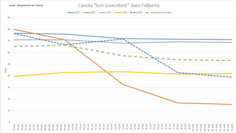 Le taux de canola "bon à excellent" a décroché dans l'Alberta.