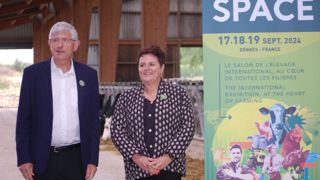 Marcel Denieul, président du Space, et Anne-Marie Quéméner, commissaire générale, ce jeudi 5 septembre 2024 au Parc, dans la Manche.