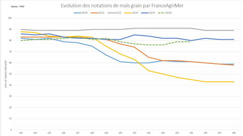 Les notations de maïs "bon à très bon" restent élevées.
