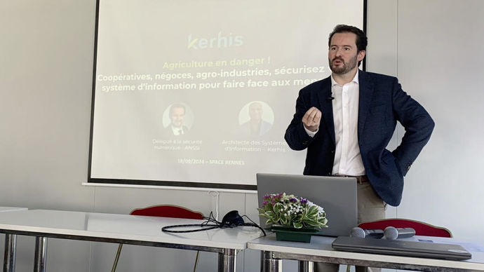 Christian Cevaër, délégué à la sécurité numérique de l’Anssi en Bretagne, a rappelé les bonnes pratiques en matière d'hygiène numérique, mercredi 18 septembre, lors d'une conférence au Space destinée aux coopératives et négoces.