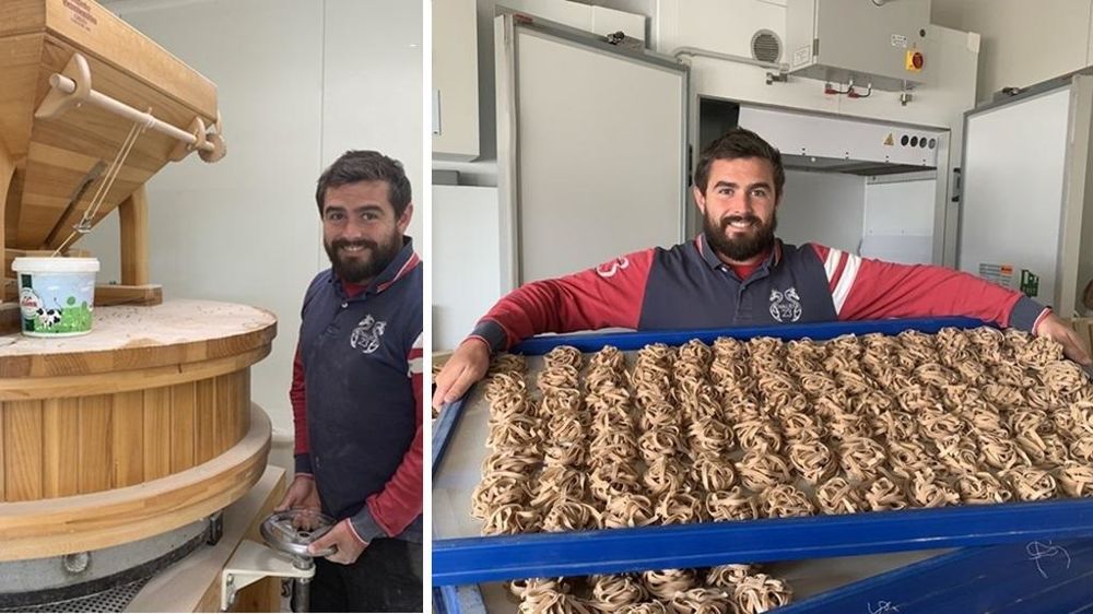 Adrien Doret agriculteur transformant ses céréales  en farine et pâtes