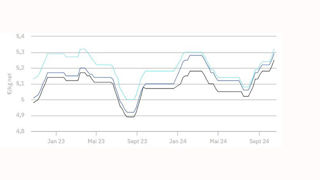 Évolution de la cotation des jeunes bovins R viande au marché aux bestiaux de Cholet