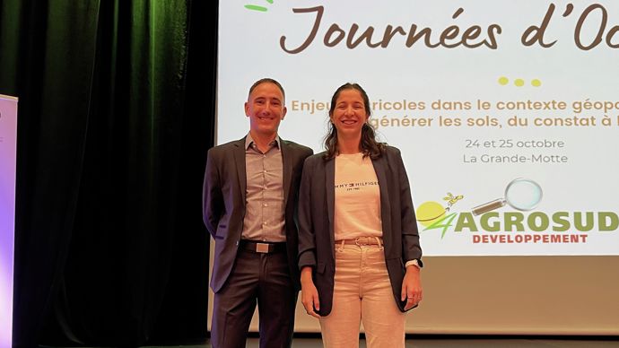 « Il y a d’autres sujets qui méritent de pousser notre expertise », fait part Vincent Baills, directeur d’Agrosud, au côté de Paula Inzirillo, responsable Agrosud Développement.