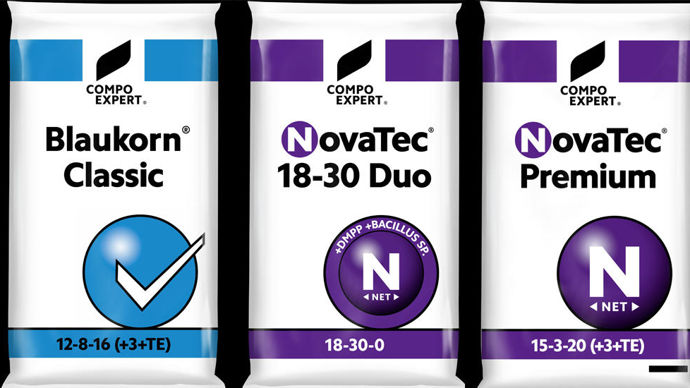 Déjà plusieurs produits de Compo Expert, tels Blaukorn Classic, NovaTec 18-30 Duo et NovaTec Premium, sont issus d'ammoniac bas carbone.