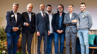 Les nouveaux membres du bureau de Valhor avec, de gauche à droite : Arnaud Crosnier (Vice-président, Pépinières Crosnier), Dominique Laureau ( vice-président, Les Fermes de Gally), Florent Moreau (président), Nicolas Buchoul (vice-président, Groupe Paysage des Graves), Gilles Ravot (trésorier, SBM Company), Michel Audouy (sécrétaire général, paysagiste concepteur) et Yves Moinet (vice-président, Moinet & Fils). 