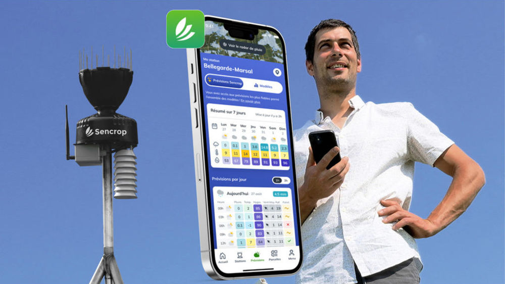 Sencrop a développé divers matériels de mesures et services connectés liés à la météorologie agricole Sencrop a développé divers matériels de mesures et services connectés liés à la météorologie agricole