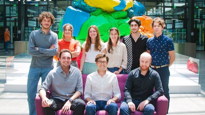 L'équipe de Stock CO2, avec Guillaume Panthou (en bas à gauche), directeur commercial et cofondateur.